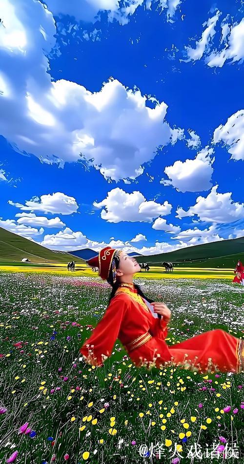 漫步在青青草原,伊人如诗如画 漫步在青青草原,伊人如诗如画